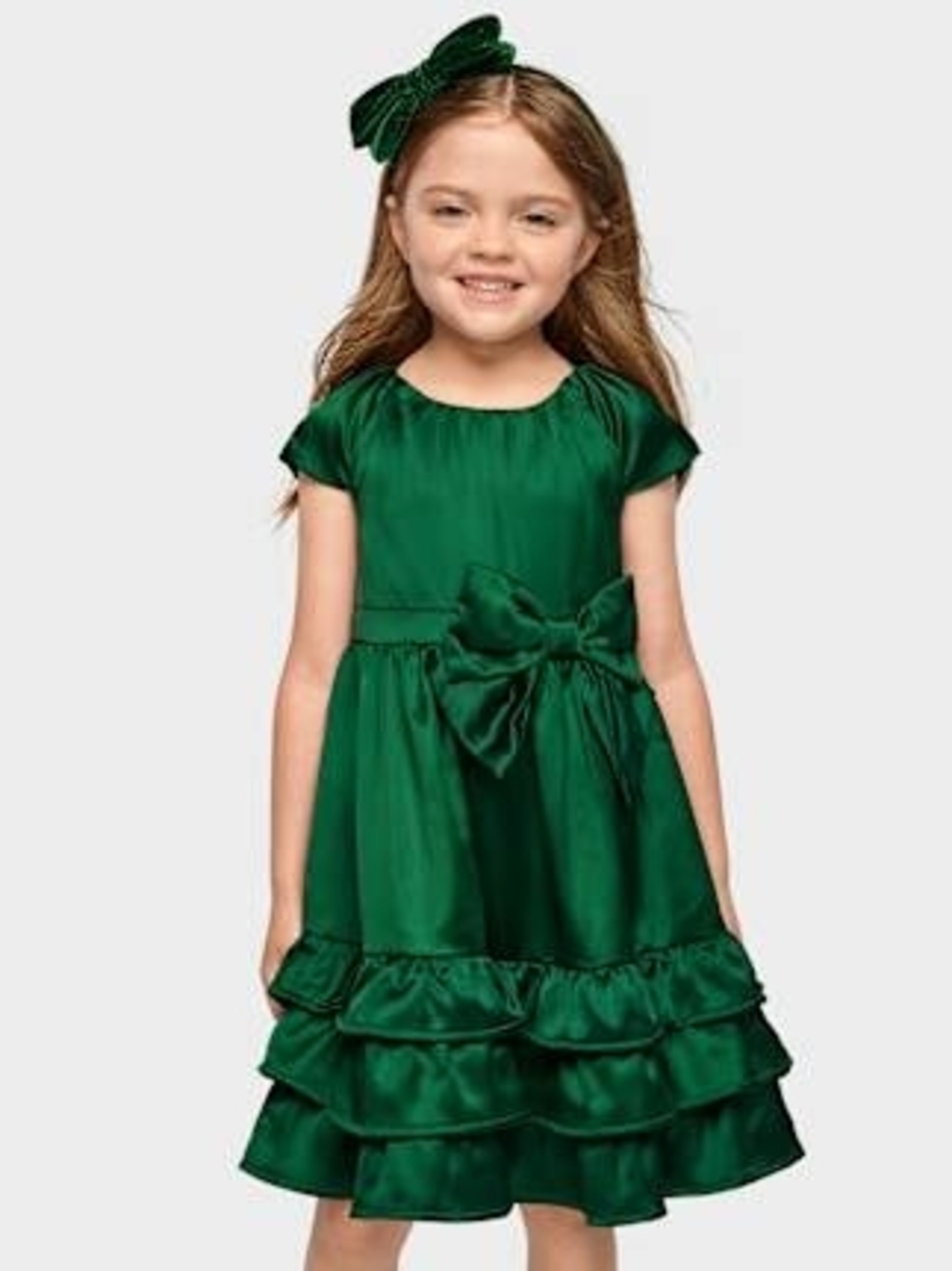 Gymboree Emerald Green Satin Ruffle Dress with Bow